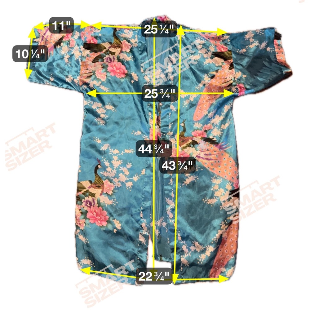 Unbranded Women NA‎ Turquoise Peacock Floral Kimono Robe Resortwear Intimate - Picture 5 of 6